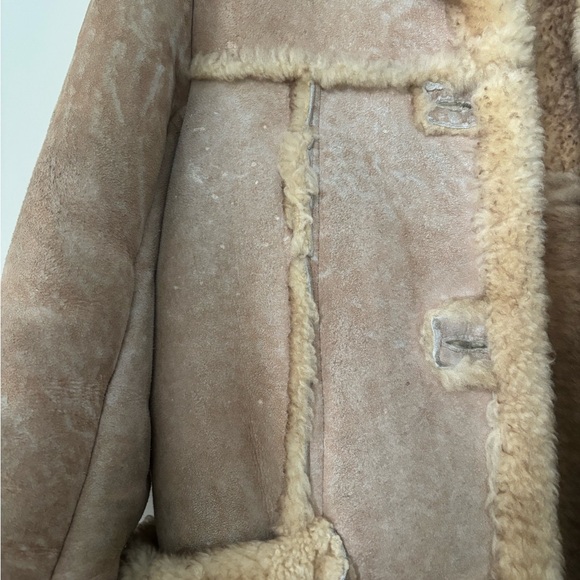Women's Tan genuine leather Shearling Coat in size small - Picture 4 of 8